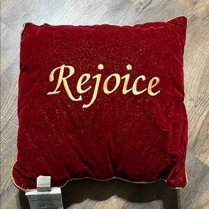 Festive Red and Gold Holiday Pillow
